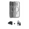 MARSİLYAN™- iPhone 15 Pro Max Kılıf Nova Işık Özel Seri - Siyah Vanessa Magic Hayalet Cam + Raze Metal Kamera Lens - LT