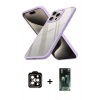 MARSİLYAN™- iPhone 15 Pro Max Kılıf Nova Işık Serisi - Şeffaf 360 Full Body Arka Koruyucu + PVD Metal Kamera Lens - TU