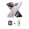 MARSİLYAN™- iPhone 15 Pro Max Kılıf Nova Işık Serisi - Şeffaf Pasifik Cam Ekran Koruyucu + PVD Metal Kamera Lens - GI
