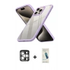 MARSİLYAN™- iPhone 15 Pro Max Kılıf Nova Işık Serisi - Şeffaf Pasifik Cam Ekran Koruyucu + PVD Metal Kamera Lens - GS