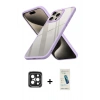 MARSİLYAN™- iPhone 15 Pro Max Kılıf Nova Işık Serisi - Şeffaf Pasifik Cam Ekran Koruyucu + PVD Metal Kamera Lens - SH