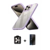 MARSİLYAN™- iPhone 15 Pro Max Kılıf Nova Işık Serisi - Siyah 3D Antistatik Hayalet Cam Ekran Koruyucu + PVD Metal Kamera Lens - TU