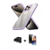 MARSİLYAN™- iPhone 15 Pro Max Kılıf Nova Işık Serisi - Siyah 3D Antistatik Mat Seramik Nano Ekran Koruyucu + Raze Metal Kamera Lens - SH
