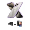 MARSİLYAN™- iPhone 15 Pro Max Kılıf Nova Işık Serisi - Siyah 3D Antistatik Mat Seramik Nano Ekran Koruyucu + Raze Metal Kamera Lens - GS