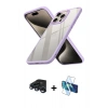 MARSİLYAN™- iPhone 15 Pro Max Kılıf Nova Işık Serisi - Siyah 3D Antistatik Seramik Nano Ekran Koruyucu + Raze Metal Kamera Lens - LT
