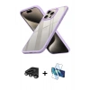 MARSİLYAN™- iPhone 15 Pro Max Kılıf Nova Işık Serisi - Siyah 3D Antistatik Seramik Nano Ekran Koruyucu + Raze Metal Kamera Lens - TMGI