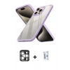 MARSİLYAN™- iPhone 15 Pro Max Kılıf Nova Işık Serisi - Siyah Bilvis 0.18mm Plus Cam Ekran Koruyucu + PVD Metal Kamera Lens - GS