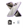 MARSİLYAN™- iPhone 15 Pro Max Kılıf Nova Işık Serisi - Siyah Bilvis 0.18mm Plus Cam Ekran Koruyucu + PVD Metal Kamera Lens - TU
