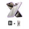 MARSİLYAN™- iPhone 15 Pro Max Kılıf Nova Işık Serisi - Siyah Bilvis 3D Cam Ekran Koruyucu + PVD Metal Kamera Lens - SH