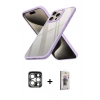 MARSİLYAN™- iPhone 15 Pro Max Kılıf Nova Işık Serisi - Siyah Bilvis 3D Cam Ekran Koruyucu + PVD Metal Kamera Lens - GS