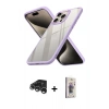 MARSİLYAN™- iPhone 15 Pro Max Kılıf Nova Işık Serisi - Siyah Bilvis 3D Cam Ekran Koruyucu + Raze Metal Kamera Lens - GS
