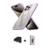 MARSİLYAN™- iPhone 15 Pro Max Kılıf Nova Işık Serisi - Siyah Bilvis 3D Cam Ekran Koruyucu + Raze Metal Kamera Lens - LT