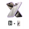MARSİLYAN™- iPhone 15 Pro Max Kılıf Nova Işık Serisi - Siyah Bilvis 3D Mat Cam Ekran Koruyucu + PVD Metal Kamera Lens - LT