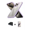 MARSİLYAN™- iPhone 15 Pro Max Kılıf Nova Işık Serisi - Siyah Bilvis 3D Mat Cam Ekran Koruyucu + Raze Metal Kamera Lens - LT