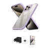 MARSİLYAN™- iPhone 15 Pro Max Kılıf Nova Işık Serisi - Siyah Bilvis 3D Mat Cam Ekran Koruyucu + Raze Metal Kamera Lens - SH