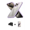 MARSİLYAN™- iPhone 15 Pro Max Kılıf Nova Işık Serisi - Siyah Bilvis 3D Mat Cam Ekran Koruyucu + Raze Metal Kamera Lens - TMGI