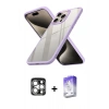 MARSİLYAN™- iPhone 15 Pro Max Kılıf Nova Işık Serisi - Siyah Bilvis 5in1 3D Magic Cam Ekran Koruyucu + Gümüş PVD Metal Kamera Lens