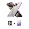 MARSİLYAN™- iPhone 15 Pro Max Kılıf Nova Işık Serisi - Siyah Bilvis 5in1 5D Magic Hayalet Cam Ekran Koruyucu + Gümüş PVD Metal Kamera Lens