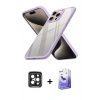 MARSİLYAN™- iPhone 15 Pro Max Kılıf Nova Işık Serisi - Siyah Bilvis 5in1 5D Magic Hayalet Cam Ekran Koruyucu + PVD Metal Kamera Lens - SH