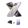 MARSİLYAN™- iPhone 15 Pro Max Kılıf Nova Işık Serisi - Siyah Bilvis 5in1 5D Magic Hayalet Cam Ekran Koruyucu + Raze Metal Kamera Lens - GS