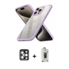 MARSİLYAN™- iPhone 15 Pro Max Kılıf Nova Işık Serisi - Siyah Bilvis Hayalet Cam Ekran Koruyucu + PVD Metal Kamera Lens - LT