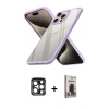 MARSİLYAN™- iPhone 15 Pro Max Kılıf Nova Işık Serisi - Siyah Bilvis Hayalet Cam Ekran Koruyucu + PVD Metal Kamera Lens - LT