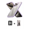 MARSİLYAN™- iPhone 15 Pro Max Kılıf Nova Işık Serisi - Siyah Bilvis Hayalet Cam Ekran Koruyucu + PVD Metal Kamera Lens - SH