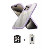 MARSİLYAN™- iPhone 15 Pro Max Kılıf Nova Işık Serisi - Siyah Bilvis Hayalet Cam Ekran Koruyucu + PVD Metal Kamera Lens - TU