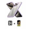 MARSİLYAN™- iPhone 15 Pro Max Kılıf Nova Işık Serisi - Siyah Buffer Cam Ekran Koruyucu + PVD Metal Kamera Lens - LT