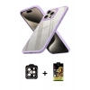 MARSİLYAN™- iPhone 15 Pro Max Kılıf Nova Işık Serisi - Siyah Buffer Cam Ekran Koruyucu + PVD Metal Kamera Lens - TU