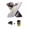 MARSİLYAN™- iPhone 15 Pro Max Kılıf Nova Işık Serisi - Siyah Buffer Cam Ekran Koruyucu + Raze Metal Kamera Lens - GS