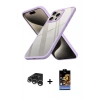MARSİLYAN™- iPhone 15 Pro Max Kılıf Nova Işık Serisi - Siyah Buffer Hayalet Cam Ekran Koruyucu + Raze Metal Kamera Lens - GS