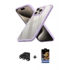 MARSİLYAN™- iPhone 15 Pro Max Kılıf Nova Işık Serisi - Siyah Buffer Hayalet Cam Ekran Koruyucu + Raze Metal Kamera Lens - TMGI