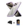 MARSİLYAN™- iPhone 15 Pro Max Kılıf Nova Işık Serisi - Siyah Buffer Hayalet Cam Ekran Koruyucu + Raze Metal Kamera Lens - SH