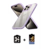 MARSİLYAN™- iPhone 15 Pro Max Kılıf Nova Işık Serisi - Siyah Buffer Hayalet Cam Ekran Koruyucu + PVD Metal Kamera Lens - TU