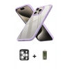 MARSİLYAN™- iPhone 15 Pro Max Kılıf Nova Işık Serisi - Siyah Joko Magic 5D Hayalet Cam + Gümüş PVD Metal Kamera Lens