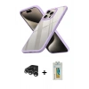 MARSİLYAN™- iPhone 15 Pro Max Kılıf Nova Işık Serisi - Siyah Polymer Nano Ekran Koruyucu + Raze Metal Kamera Lens - GS