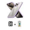 MARSİLYAN™- iPhone 15 Pro Max Kılıf Nova Işık Serisi - Siyah Polymer Nano Ekran Koruyucu + PVD Metal Kamera Lens - LT