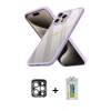 MARSİLYAN™- iPhone 15 Pro Max Kılıf Nova Işık Serisi - Siyah Polymer Nano Ekran Koruyucu + PVD Metal Kamera Lens - GS