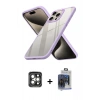 MARSİLYAN™- iPhone 15 Pro Max Kılıf Nova Işık Serisi - Siyah Vanessa Magic Cam + Gri PVD Metal Kamera Lens