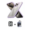 MARSİLYAN™- iPhone 15 Pro Max Kılıf Nova Işık Serisi - Siyah Vanessa Magic Cam + Lacivert PVD Metal Kamera Lens
