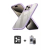 MARSİLYAN™- iPhone 15 Pro Max Kılıf Nova Işık Serisi - Siyah Vanessa Magic Hayalet Cam + PVD Metal Kamera Lens - SH