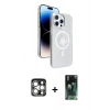 MARSİLYAN™- iPhone 15 Pro Max Kılıf Nova Modern Prime - Şeffaf 360 Full Body Arka Koruyucu + PVD Metal Kamera Lens - GS