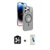 MARSİLYAN™- iPhone 15 Pro Max Kılıf Nova Modern Prime - Şeffaf Pasifik Cam Ekran Koruyucu + PVD Metal Kamera Lens - TU