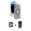 MARSİLYAN™- iPhone 15 Pro Max Kılıf Nova Modern Prime - Siyah 360 Mat Full Body Arka Koruyucu + PVD Metal Kamera Lens - LT