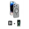 MARSİLYAN™- iPhone 15 Pro Max Kılıf Nova Modern Prime - Siyah 360 Mat Full Body Arka Koruyucu + PVD Metal Kamera Lens - SH