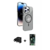MARSİLYAN™- iPhone 15 Pro Max Kılıf Nova Modern Prime - Siyah 360 Mat Full Body Arka Koruyucu + Raze Metal Kamera Lens - SH