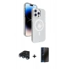 MARSİLYAN™- iPhone 15 Pro Max Kılıf Nova Modern Prime - Siyah 3D Antistatik Hayalet Cam Ekran Koruyucu + Raze Metal Kamera Lens - LT