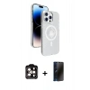 MARSİLYAN™- iPhone 15 Pro Max Kılıf Nova Modern Prime - Siyah 3D Antistatik Hayalet Cam Ekran Koruyucu + PVD Metal Kamera Lens - TU