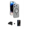 MARSİLYAN™- iPhone 15 Pro Max Kılıf Nova Modern Prime - Siyah 3D Antistatik Hayalet Cam Ekran Koruyucu + Raze Metal Kamera Lens - TMGI
